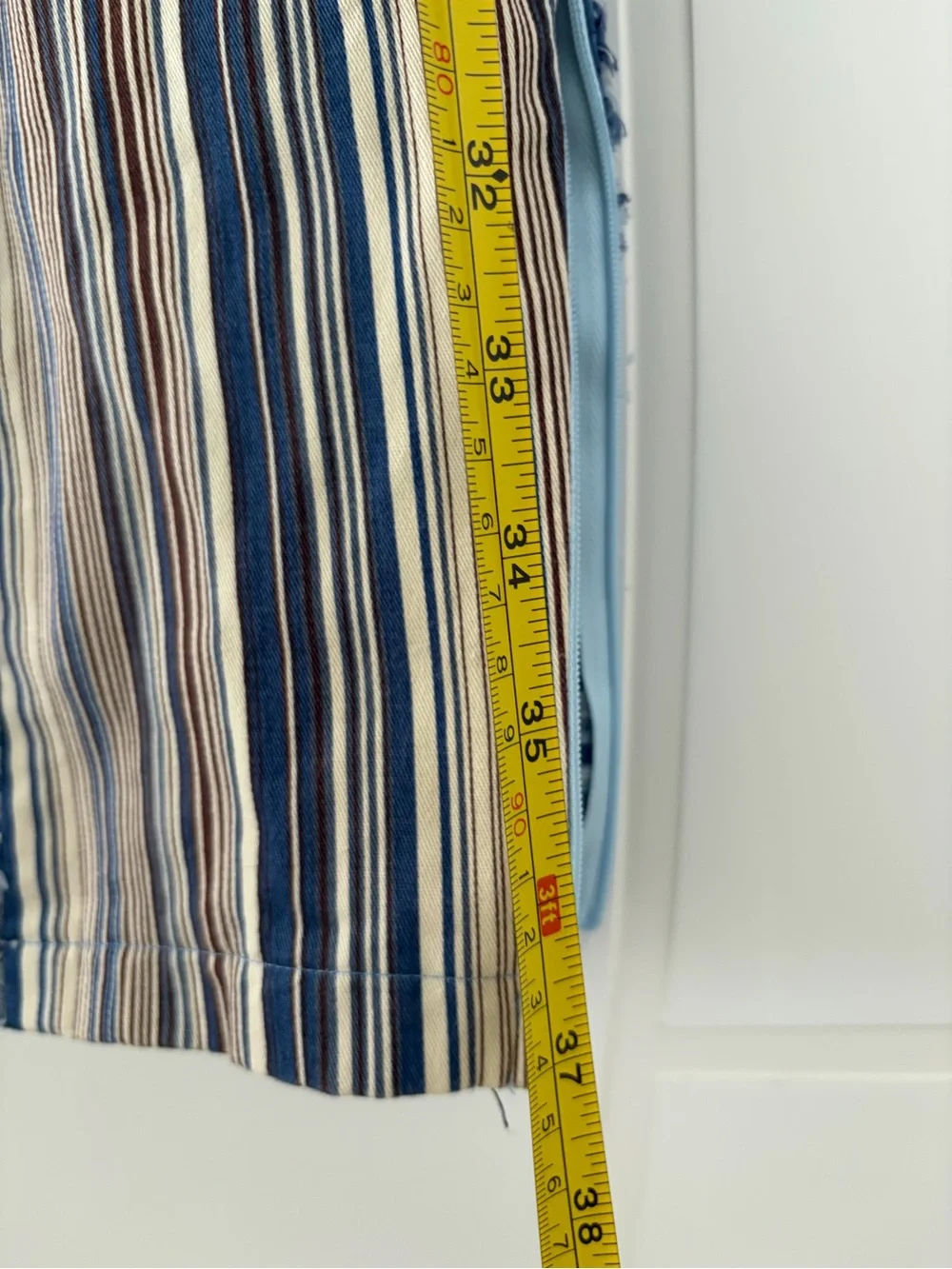 Striped Drawstring Pants in Blue and Tan